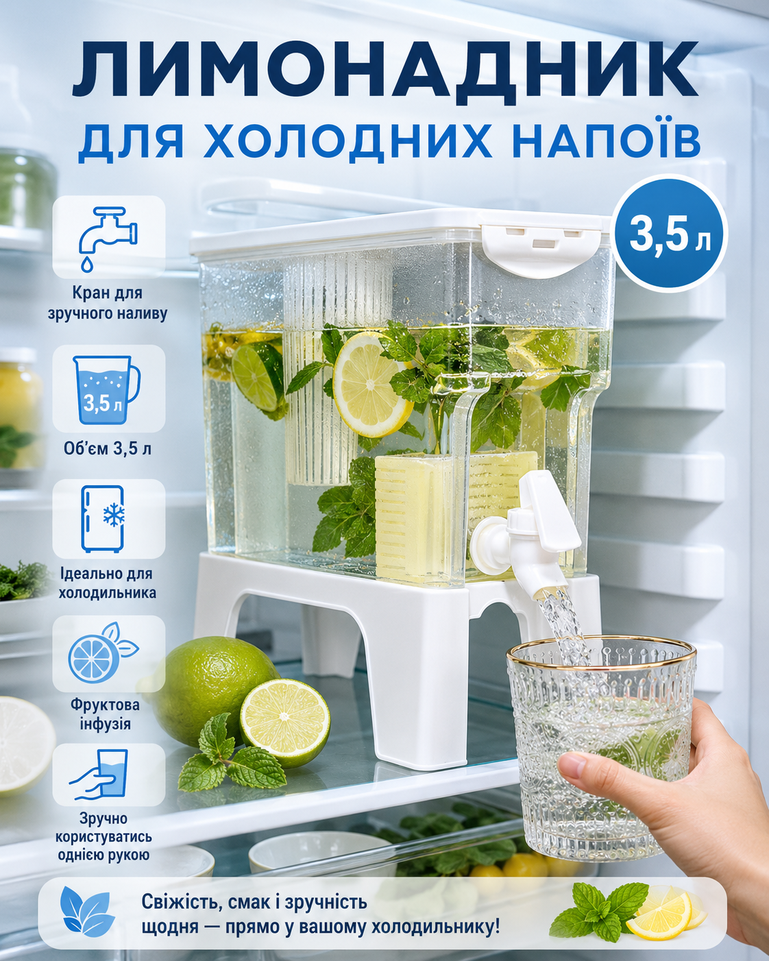 Лимонадник для холодних напоїв — інфографіка